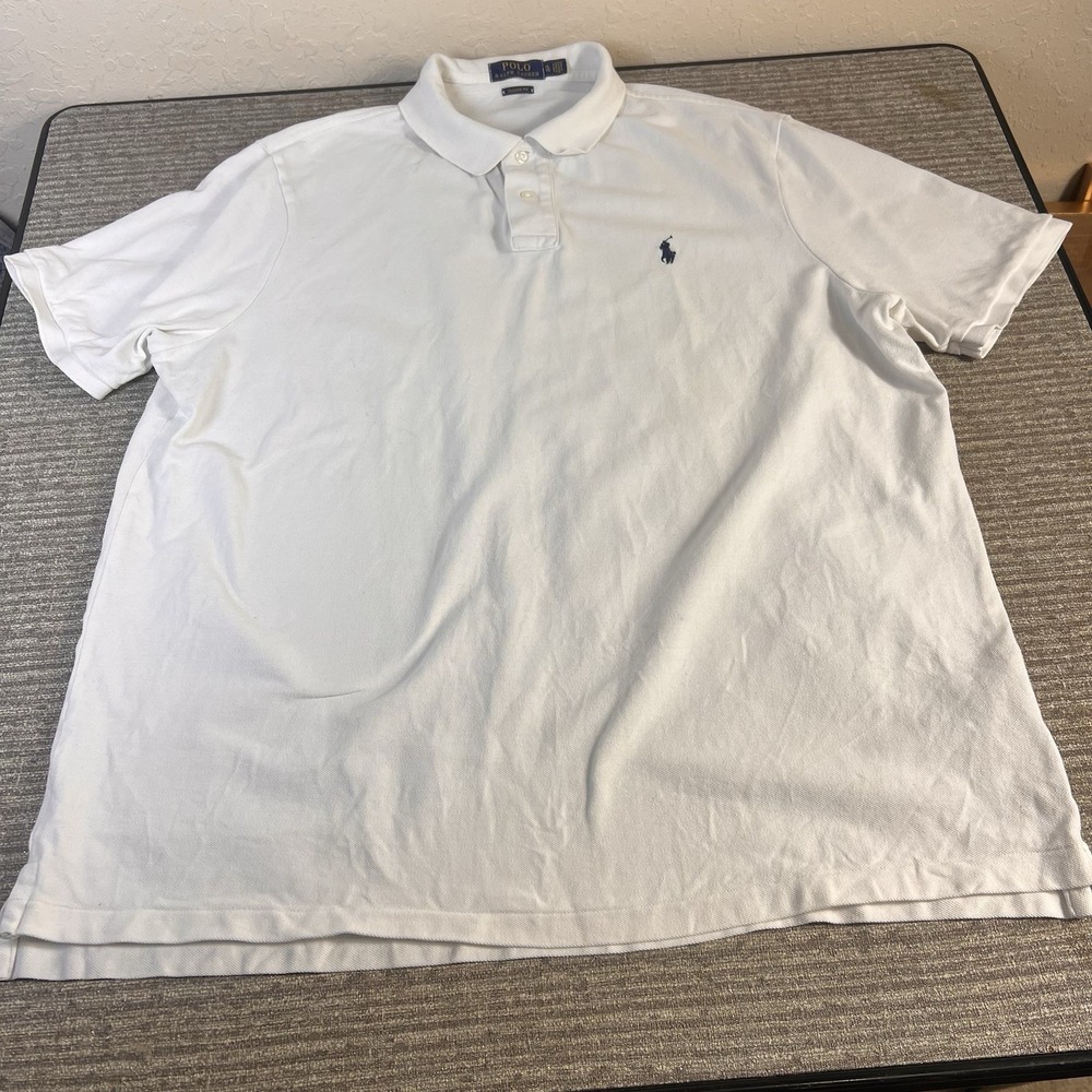 Polo Ralph Lauren Mens XL White Classic Fit Soft Cotton Polo Blue Pony Casual - Picture 3 of 8